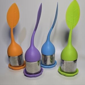 Leaf Design Tea Infuser Set - Orange, Purple, Blue, Green